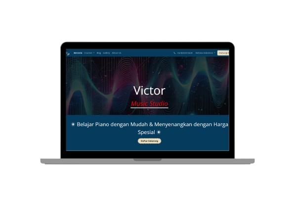 Tampilan website Victor Music Studio